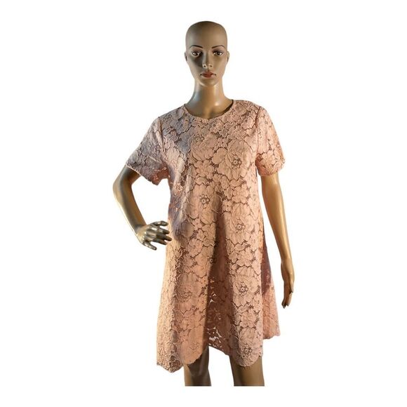 BCBG MAXAZRIA Women’s Size Small Pale Pink Diane Oversized Lace Knee Dress - Picture 1 of 12